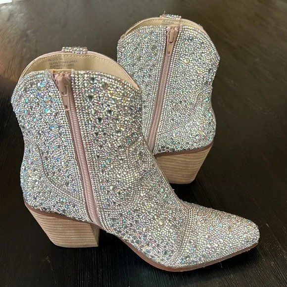 Betsy Johnson Rhinestone Boots - Picture 7 of 11